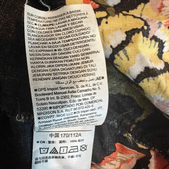 Old Navy Black Floral Lace-Up Tunic Dress 3/4 Sleeve Pintuck Front V‎ Neck XL - Picture 10 of 10